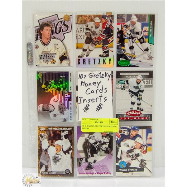 10 X WAYNE GRETZKY INSERTS NHL OILERS