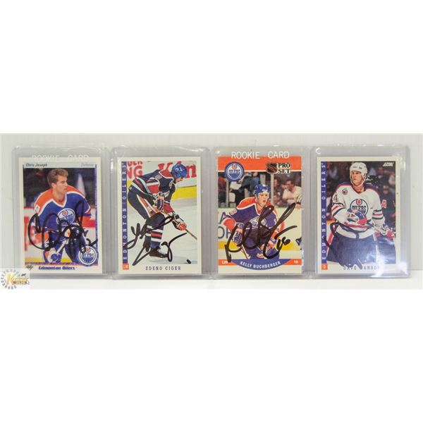 12 SIGNED EDMONTON OILERS HOCKEY CARDS VARIOUS