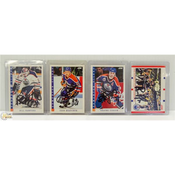 12 SIGNED EDMONTON OILERS HOCKEY CARDS VARIOUS