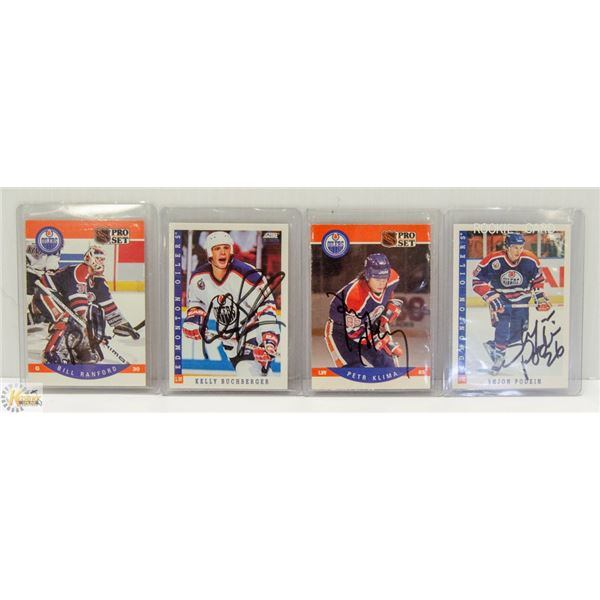 12 SIGNED EDMONTON OILERS HOCKEY CARDS VARIOUS