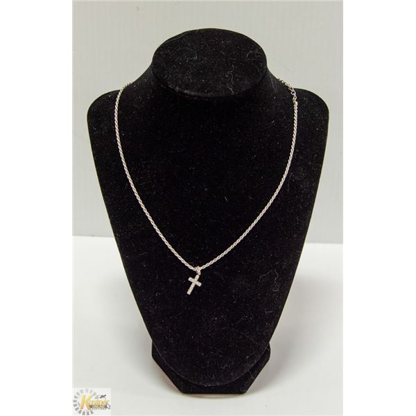 .925 SILVER ITALY 18 INCH ROPE CHAIN WITH A CROSS