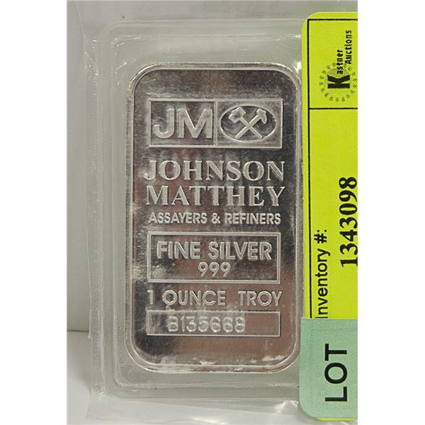 JM .999 SILVER 1 OUNCE BAR