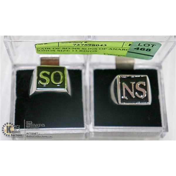 PAIR OF SONS SONS OF ANARCHY RINGS SIZE 13 RINGS