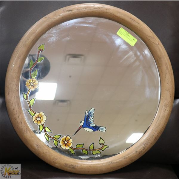 WOOD FRAMED HUMMINGBIRD MIRROR