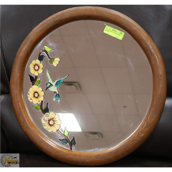 WOOD FRAMED HUMMINGBIRD MIRROR