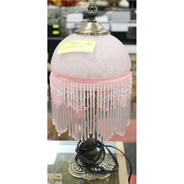 PINK GLASS TASSLE LAMP