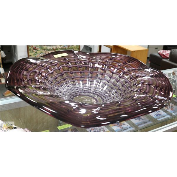 PURPLE X LARGE ART GLASS BOWL