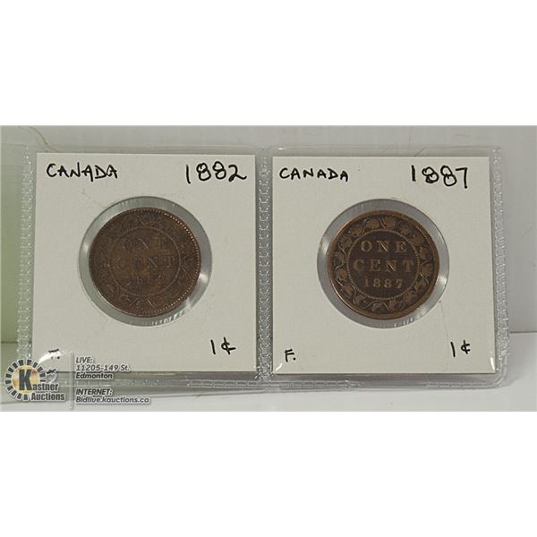 1882 AND 1887 CANADIAN 1 CENT COINS