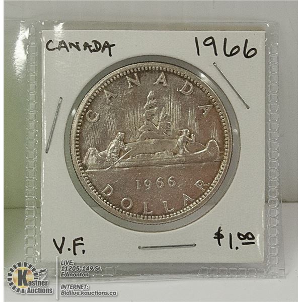 1966 CANADIAN SILVER DOLLAR COIN.