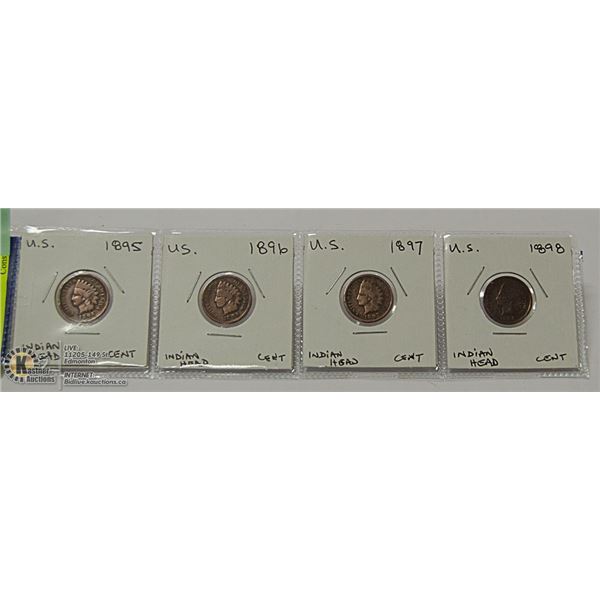 1895 - 1898 USA INDIAN HEAD PENNY COLLECTION.