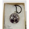 Image 1 : AMETHYST STONE IN TREE OF LIFE SHEATH NECKLACE
