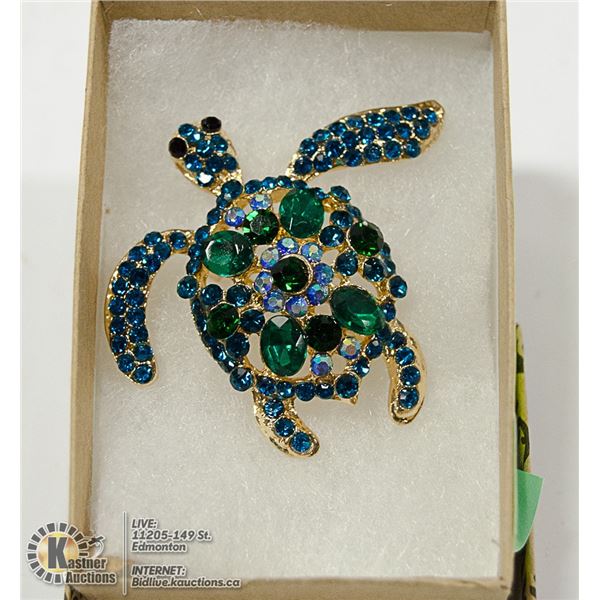 TURTLE RHINESTONE BROOCH