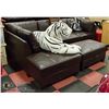 Image 1 : NEW BROWN LEATHERETTE L-SHAPED SECTIONAL WITH