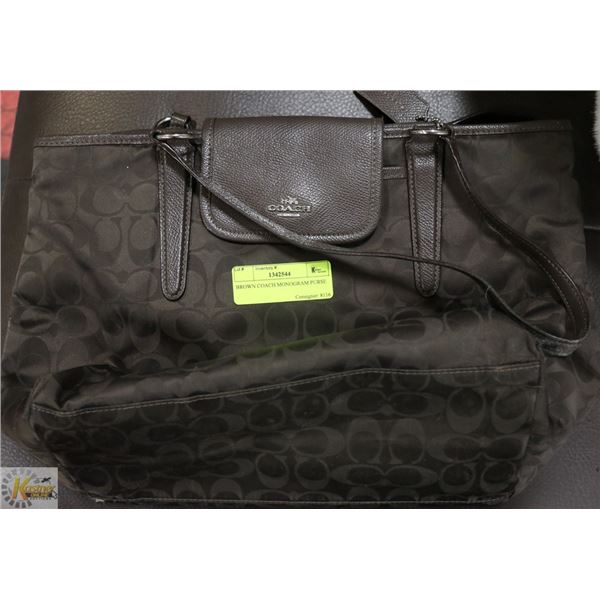 BROWN COACH MONOGRAM PURSE-SHOWING WEAR