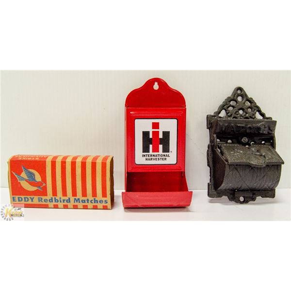 CAST IRON AND TIN  WALL MATCH HOLDERS