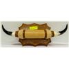 Image 1 : WALL MOUNT LEATHER WRAPPED BULL HORNS