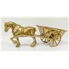 Image 1 : 1950'S 3.46KG SOLID BRASS HORSE & WAGON