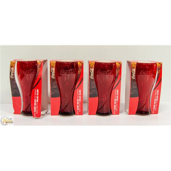 4 LTD EDITION CRANBERRY RED COCA COLA GLASSES