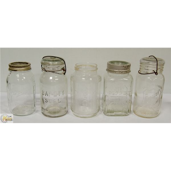 5 OLD MASON / COFFEE JARS
