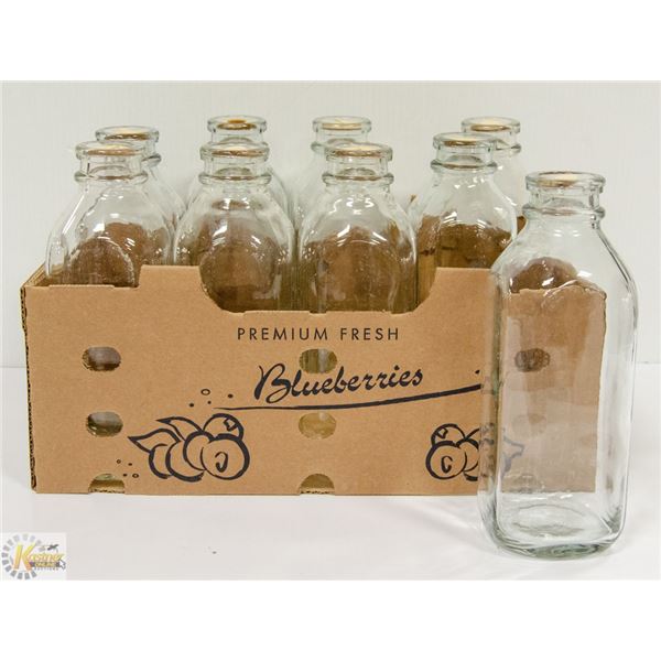 SET OF NINE 1950'S GLASS MILK BOTTLES