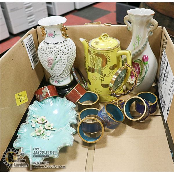 VINTAGE ASIAN PORCELAIN AND CLOISONNE