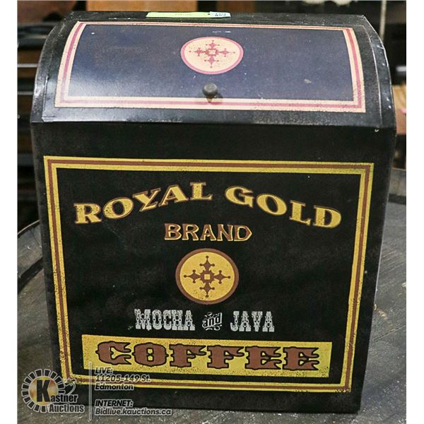 ROYAL GOLD LARGE COFFE BOX WITH LID TIN