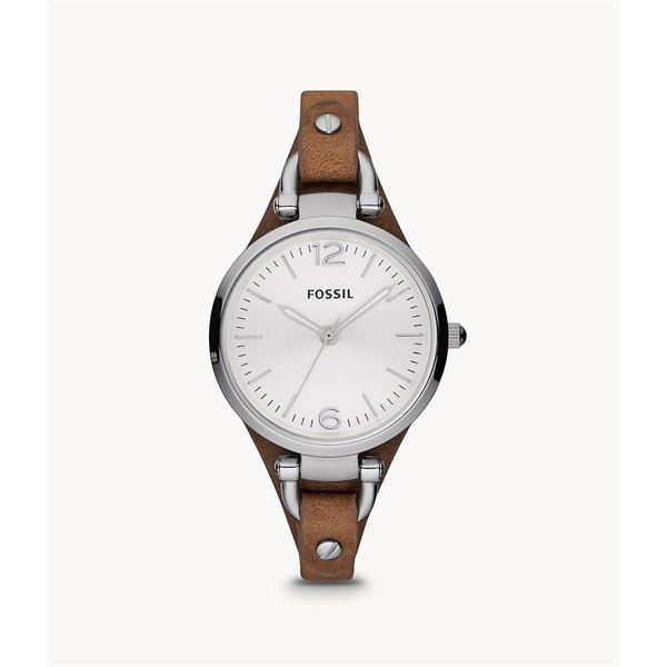 NEW FOSSIL WHITE DIAL BROWN LEATHER STRAP 32MM