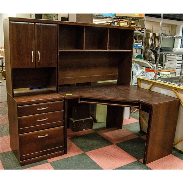 SOLID DARK WOOD 4-PIECE CORNER L- SHAPED