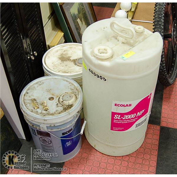 3 CONTAINERS OF CLEANING FLUIDS