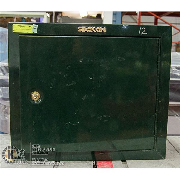 STACK ON METAL BOX- AS IS, KEY IS ATTACHED