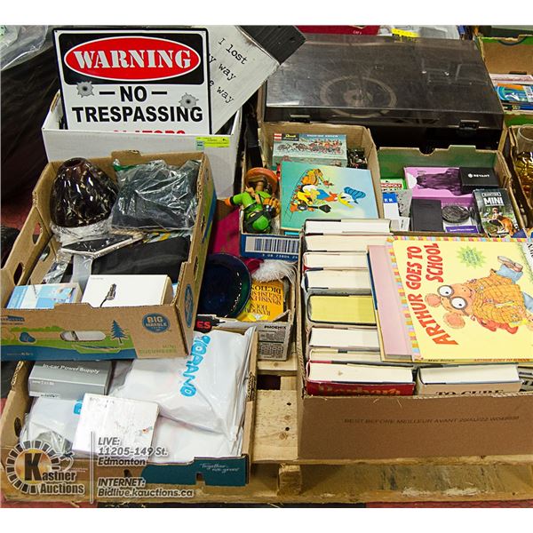 PALLET OF STORAGE FINDS-STEREO, BOOKS