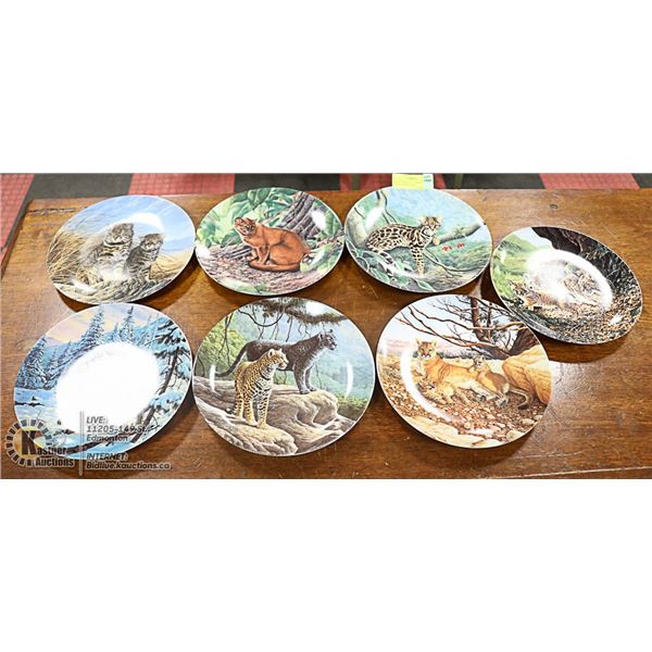 LOT OF 7 WILD CAT THEMED COLLECTORS PLATES