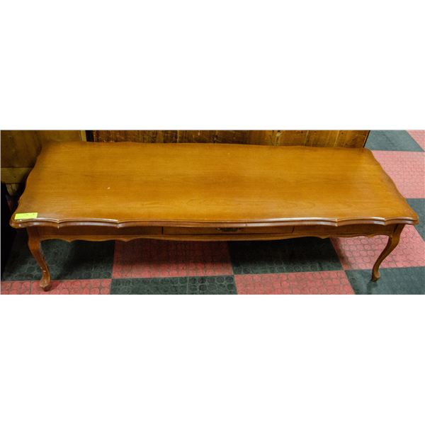 55.5" X 20" X 16" WOODEN COFFEE TABLE