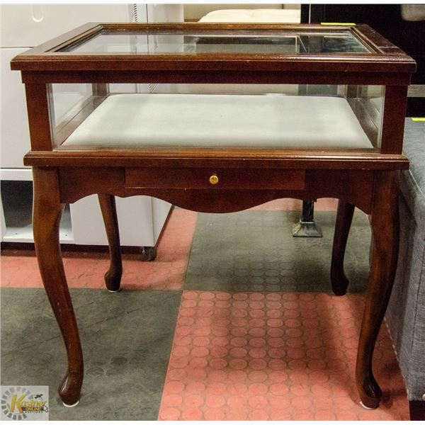SHOWCASE WOOD AND GLASS TABLE