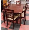Image 1 : SOLID DARK WOOD DINING TABLE SET WITH LEAF