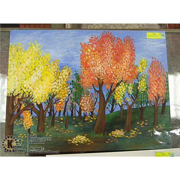UNTITLED "TREES" ACRYLIC ON BOARD SIGNED BY ARTIST