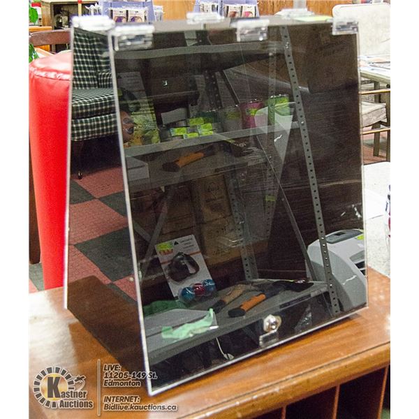CLEAR FRONT SWIVEL DISPLAY CASE WITH KEYS