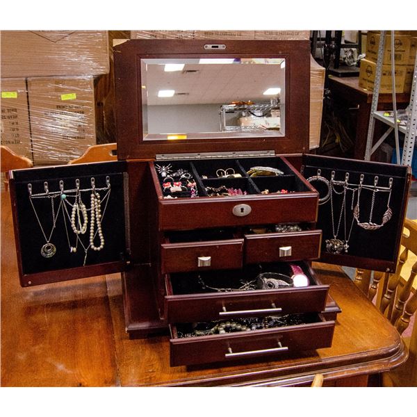 SOLID WOOD JEWELRY BOX WITH 4 DRAWERS,
