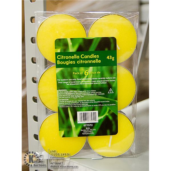 6 PACK OF 43G CITRONELLA CANDLES