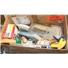 Image 1 : BOX AND A TOTE OF CONSTRUCTION TOOLS