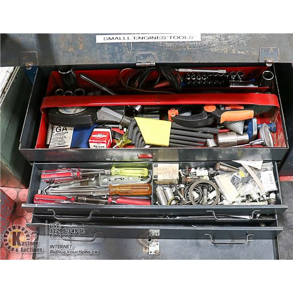 DARK GRAY TOOLBOX FULL OF TOOLS