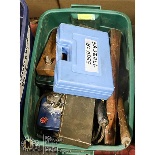 TOTE WITH DRILL BITS AND TOOLS