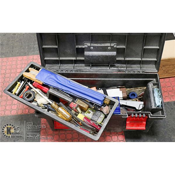 PLASTIC TOOLBOX WITH PLUMBERS TOOLS