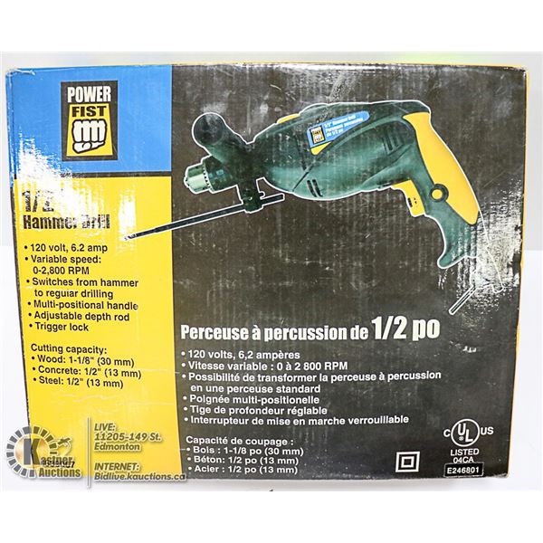 POWERFIST 1/2" HAMMER DRILL IN BOX