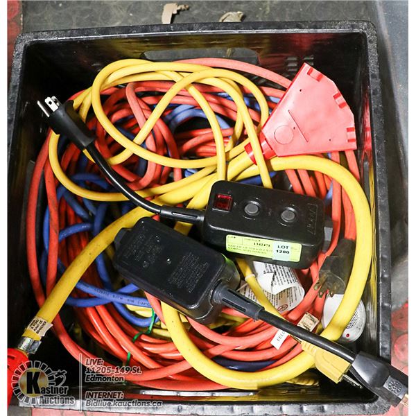 LOT OF OUTDOOR EXTENSION CORDS AND TIMERS