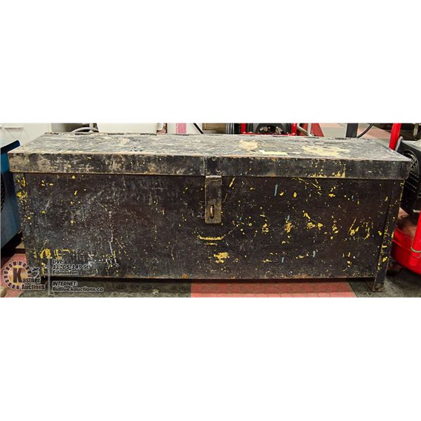 VINTAGE BLACK  METAL TRUCK TRUNK