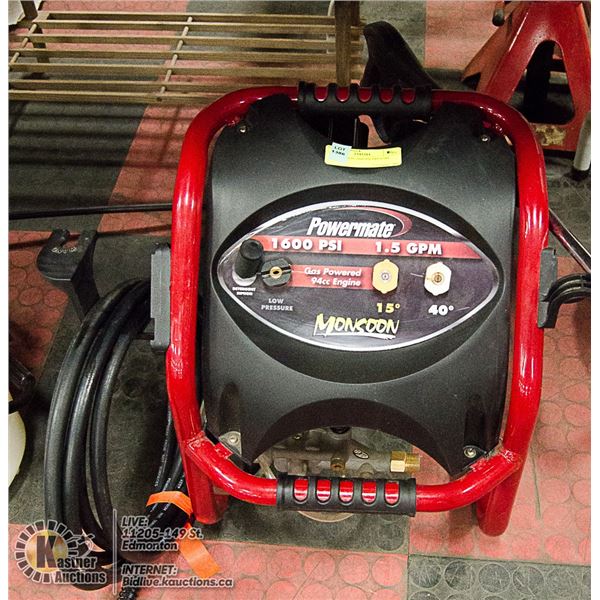 POWER MATE 1600 PSI PRESURE WASHER-GAS POWERED