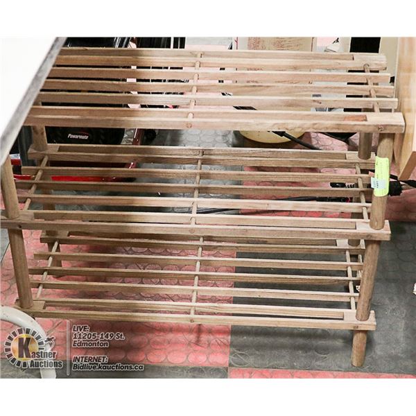 SOLID WOOD 3-SHELF BOOT RACK (25"L X 10.5"W X