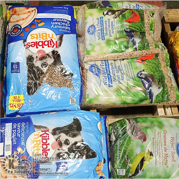 PALLET OF BIRD SEED & KIBBLES N BITS