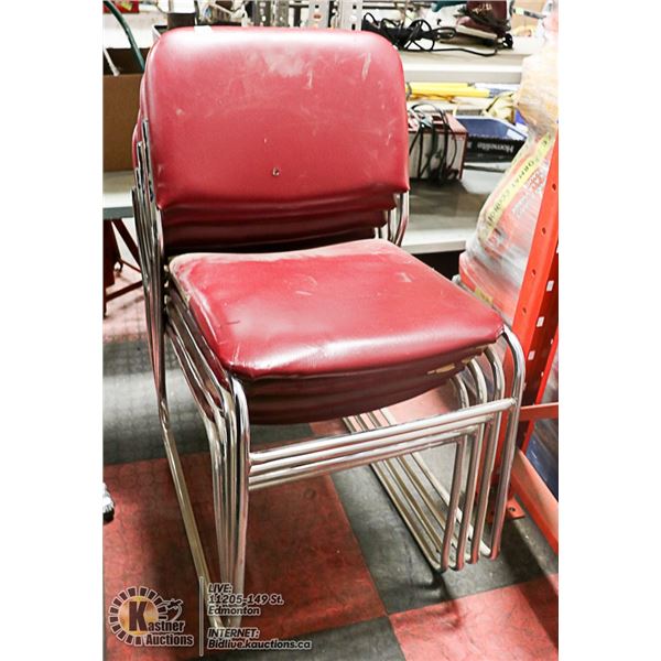 LOT WITH 4 STACKING LEATHERETTE CHAIRS INCLUDES 2